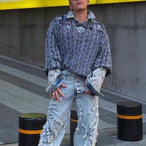 NWT Glenn Martens x H&M Cable-Knit Cutout Sweater sz Medium - Picture 4 of 8